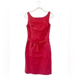 Tuleh Red Belted Sleeveless Sheath Dress Size 6
